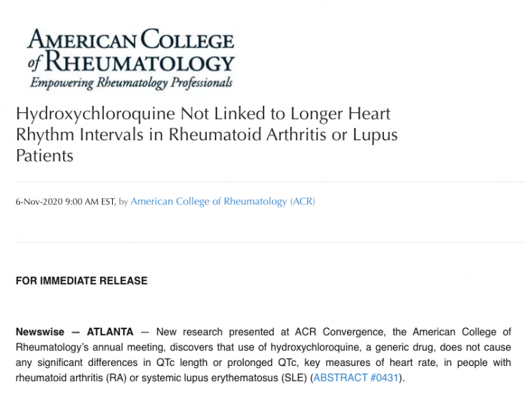 Hydroxychloroquine Not Linked to Longer Heart Rhythm Intervals in